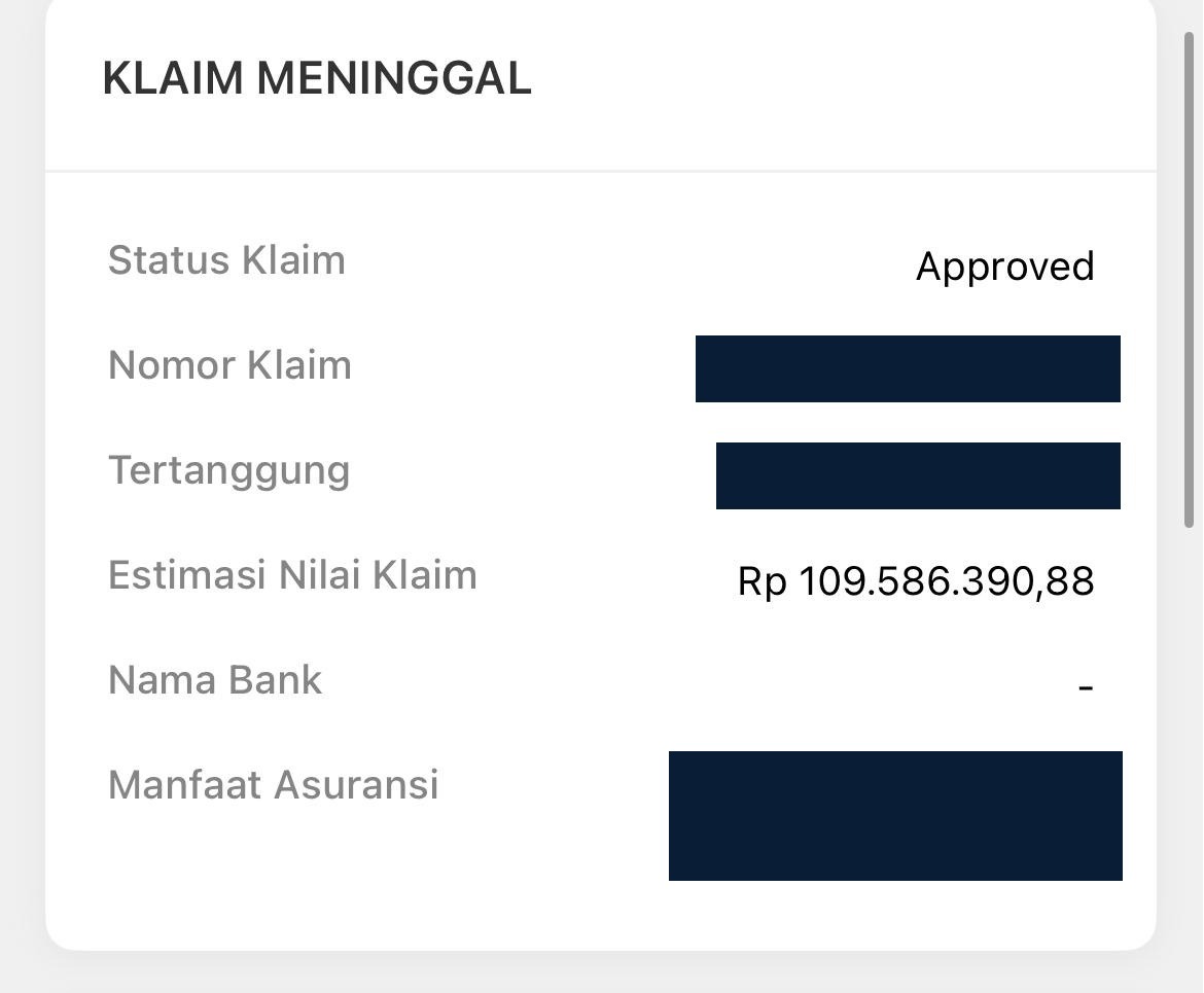 Klaim meninggal dunia berstatus Approved